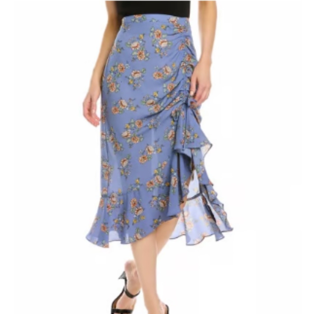 Max studio ruffled asymmetrical midi skirt, medium